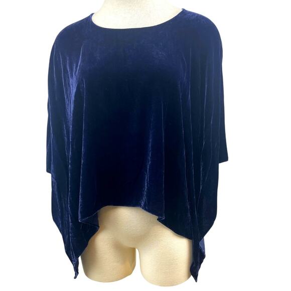 LAMPEROS Deep Blue Velvet Shawl Poncho Womens (OS)‎ Prom Wedding Cocktail Party - Picture 1 of 5